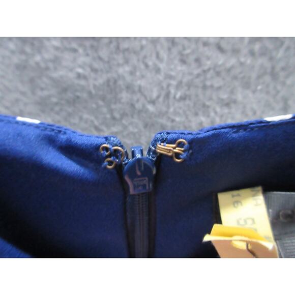 J. Crew Navy Blue Polka Dot Blouson Drop Pleat Silk Midi Dress Size 4 - Picture 4 of 14